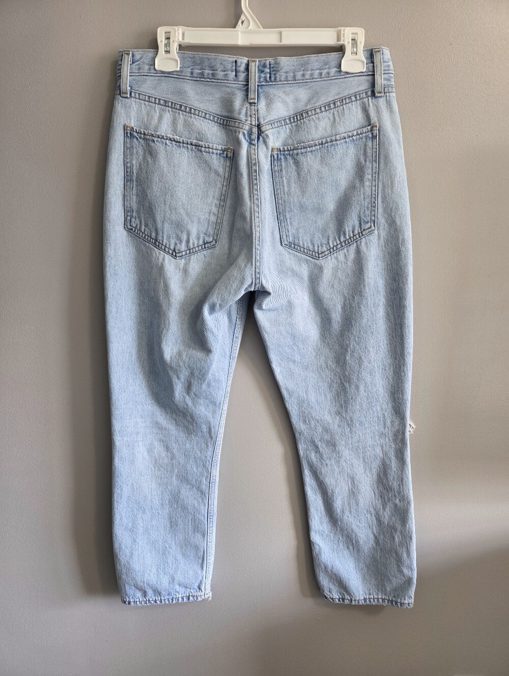 AGOLDE Riley Distressed High Rise Straight Crop Light Wash Denim Size 29 - Picture 10 of 15